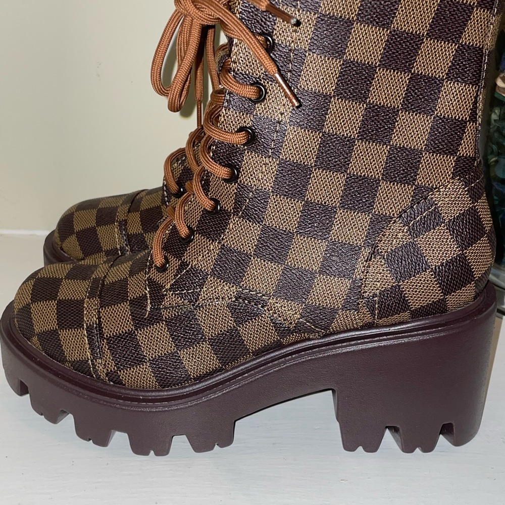 Checker Chunky Combat Boot - Picture 3 of 4